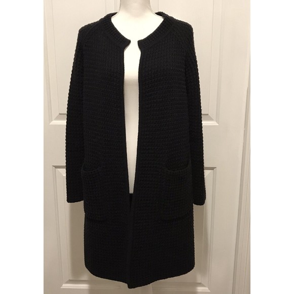Madewell Waffle Stitch Black Sweater Coat Cotton, Polyamide, Wool Blend … - Picture 1 of 10